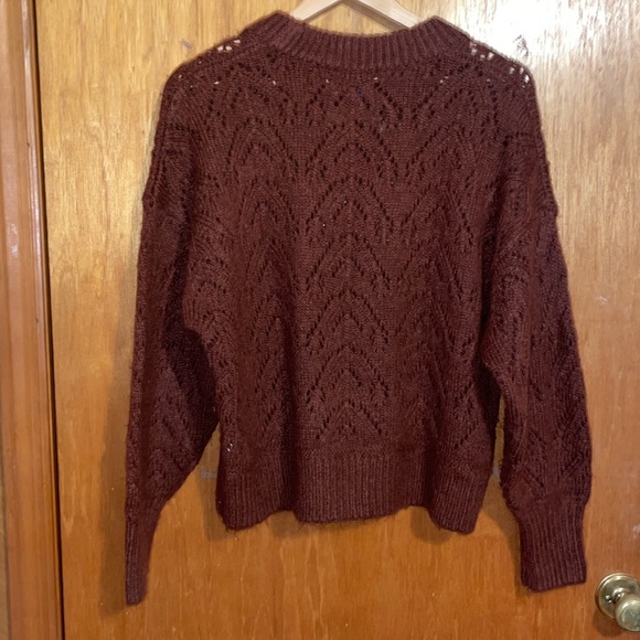 •OLD NAVY•BROWN OPEN KNIT CREW NECK RIBBED TRIM SWEATER SIZE MEDIUM EUC - Picture 3 of 7